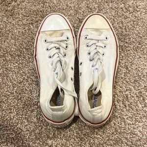 Converse Off-White Canvas Sneakers with Red Trim